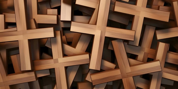 Patterns and banners backgrounds: Wooden cross abstract background. 3d rendering, 3d illustration.