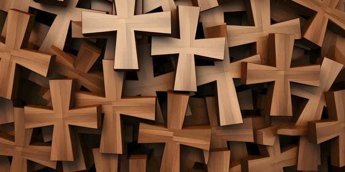 Patterns and banners backgrounds: wooden cross abstract background. 3d rendering, 3d illustration.