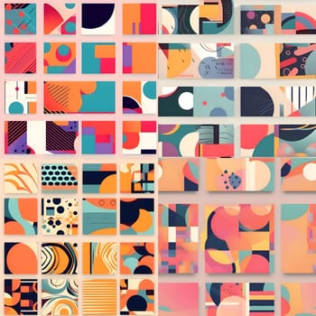 Patterns and banners backgrounds: Abstract seamless pattern with geometric shapes in retro memphis style. Vector illustration