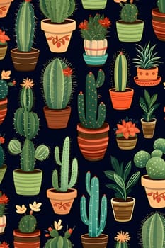 Patterns and banners backgrounds: Seamless pattern with cacti. Vector illustration in cartoon style.