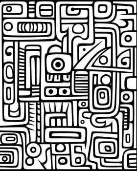 Patterns and banners backgrounds: Hand drawn doodle tribal seamless pattern. Black and white vector illustration.