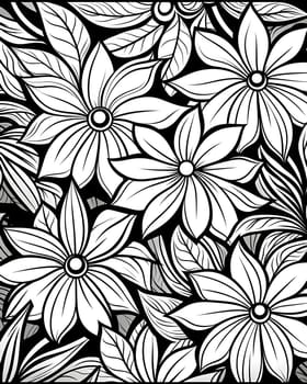 Patterns and banners backgrounds: Vector Seamless Monochrome Floral Pattern. Hand Drawn Floral Texturerative Flowers, Coloring Book