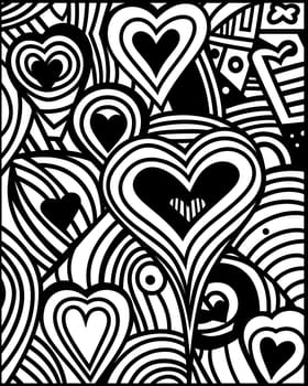 Patterns and banners backgrounds: Black and white hand drawn doodle hearts background. Vector illustration