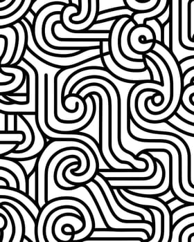 Patterns and banners backgrounds: Seamless abstract hand-drawn pattern, waves. Black and white background.