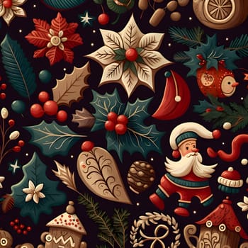 Patterns and banners backgrounds: Seamless pattern with Christmas elements. Vector illustration in cartoon style.