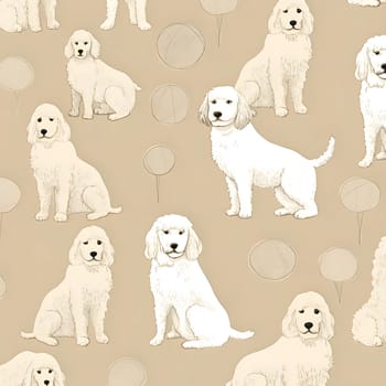 Patterns and banners backgrounds: Seamless pattern with cute white labrador retriever puppies.
