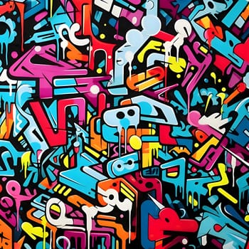 Patterns and banners backgrounds: Graffiti urban seamless pattern. Colorful vector illustration in graffiti style