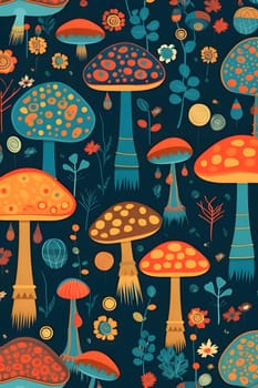 Patterns and banners backgrounds: Seamless pattern with mushrooms. Vector illustration in cartoon style.