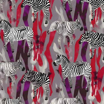 Patterns and banners backgrounds: Seamless pattern with zebras in watercolor style.