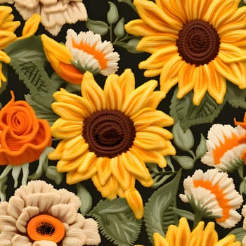 Patterns and banners backgrounds: Seamless floral pattern with yellow and orange sunflowers.
