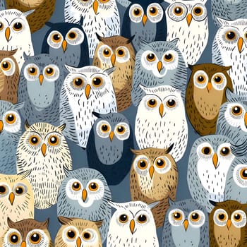 Patterns and banners backgrounds: Seamless pattern with owls. Vector illustration in cartoon style.