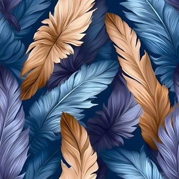 Patterns and banners backgrounds: Seamless pattern with colorful feathers on blue background. Vector illustration.