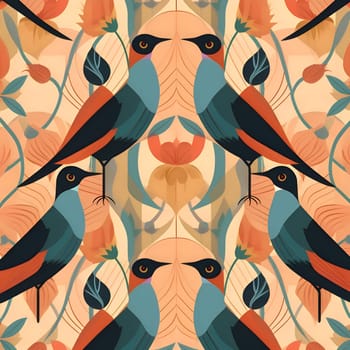 Patterns and banners backgrounds: Seamless pattern with birds and flowers. Vector Illustration.