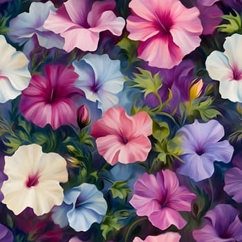 Patterns and banners backgrounds: Seamless pattern of multicolored hibiscus flowers