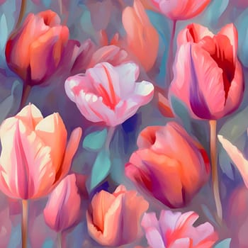 Patterns and banners backgrounds: Seamless pattern with tulips. Hand-drawn illustration.