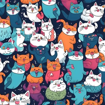 Patterns and banners backgrounds: Seamless pattern with cute cartoon cats. Vector illustration. Can be used for wallpaper, pattern fills, web page background,surface textures.