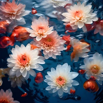 Patterns and banners backgrounds: Colorful lotus flowers floating in the water. Abstract background.