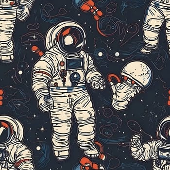 Patterns and banners backgrounds: Seamless pattern with astronaut on space background. Vector illustration.