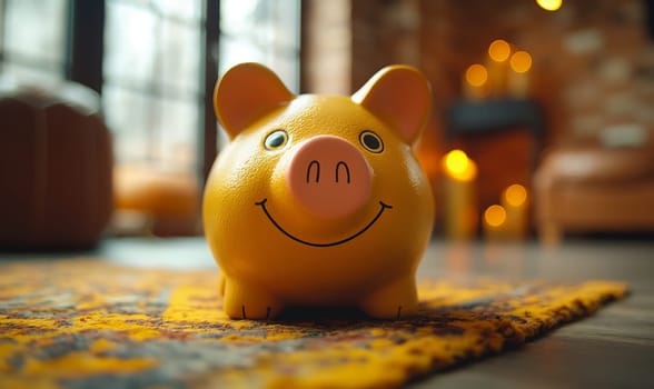 Piggy bank for money on an abstract background. Selective focus.