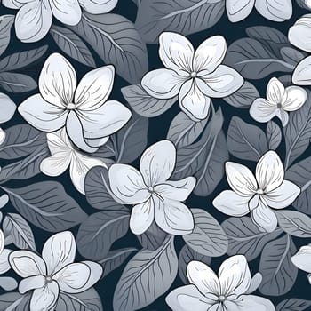 Patterns and banners backgrounds: Seamless pattern with white flowers on dark blue background. Vector illustration.