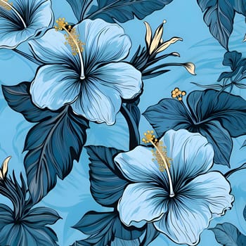 Patterns and banners backgrounds: Seamless pattern with blue hibiscus flowers. Vector illustration.
