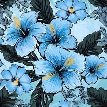 Patterns and banners backgrounds: Seamless pattern with blue hibiscus flowers. Vector illustration.