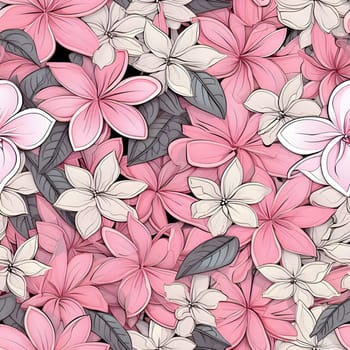 Patterns and banners backgrounds: Seamless pattern with pink and grey frangipani flowers