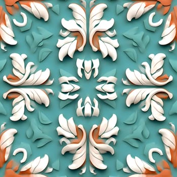 Patterns and banners backgrounds: 3D render of seamless background tile with embossed abstract ornament pattern