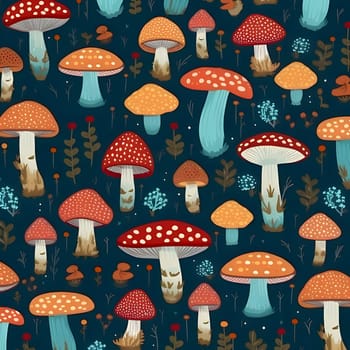 Patterns and banners backgrounds: Seamless pattern with mushrooms. Vector illustration in cartoon style.
