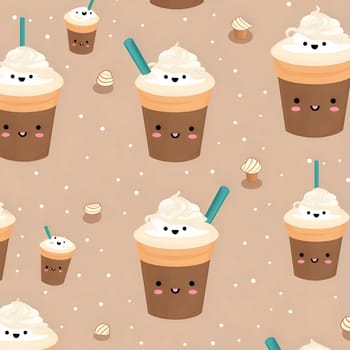 Patterns and banners backgrounds: Seamless pattern with coffee cup and ice cream. Vector illustration.