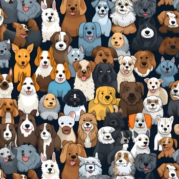 Patterns and banners backgrounds: Seamless pattern with different breeds of dogs. Vector illustration.