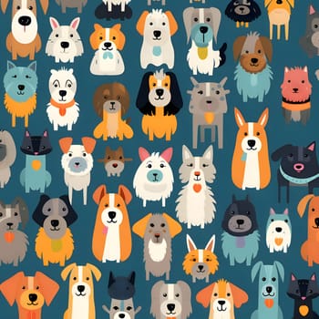 Patterns and banners backgrounds: Seamless pattern with cute cartoon dogs. Vector illustration in flat style.