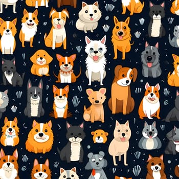 Patterns and banners backgrounds: Seamless pattern with cute cartoon dogs. Vector illustration in flat style.