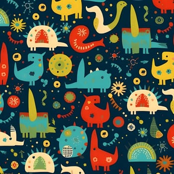 Patterns and banners backgrounds: Seamless pattern with cute dinosaurs. Vector illustration for kids.