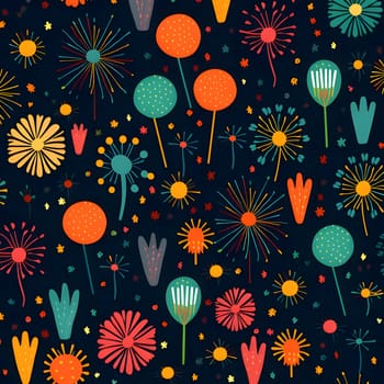 Patterns and banners backgrounds: Seamless pattern with dandelions and flowers. Vector illustration.