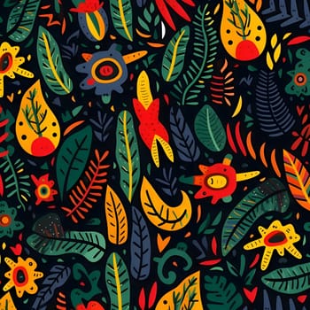 Patterns and banners backgrounds: Seamless pattern with tropical plants and flowers. Vector illustration.