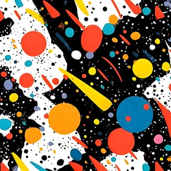 Patterns and banners backgrounds: Seamless pattern with multicolored spots of paint on a black background
