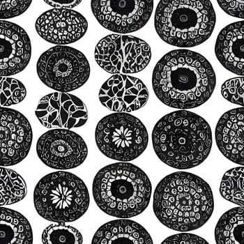 Patterns and banners backgrounds: Black and white seamless pattern with mandalas. Vector illustration.