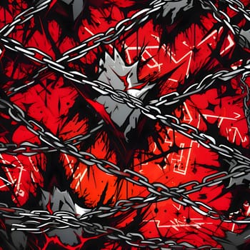 Patterns and banners backgrounds: Seamless pattern with black chains on red background. Vector illustration.