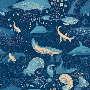 Patterns and banners backgrounds: Seamless pattern with cute whales in the ocean. Vector illustration