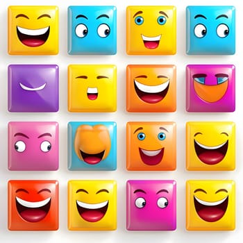 Patterns and banners backgrounds: Cartoon square emoticons with different facial expressions. Vector illustration.
