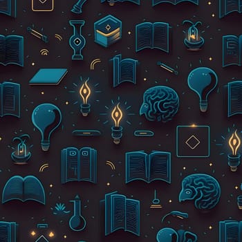 Patterns and banners backgrounds: Seamless pattern with books and light bulbs. Vector illustration.