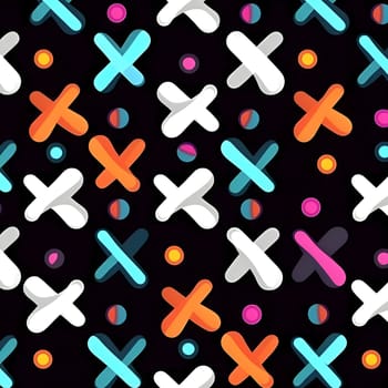 Patterns and banners backgrounds: Seamless pattern with colorful crosses on black background. Vector illustration.