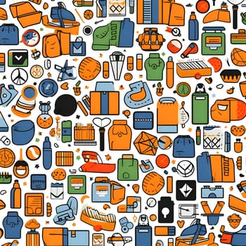 Patterns and banners backgrounds: Seamless pattern with hand drawn doodle travel icons. Vector illustration.