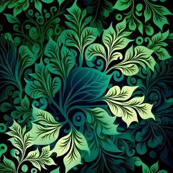 Patterns and banners backgrounds: Seamless pattern with green leaves on black background. Vector illustration.
