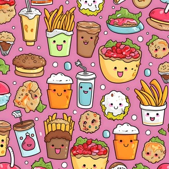 Patterns and banners backgrounds: Fast food seamless pattern. Cute fast food background. Vector illustration.