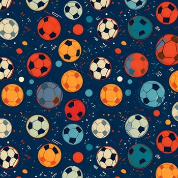 Patterns and banners backgrounds: Seamless pattern with soccer balls on a dark blue background.