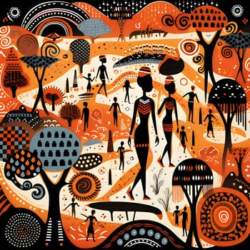 Patterns and banners backgrounds: Seamless pattern with african people silhouettes. Vector illustration