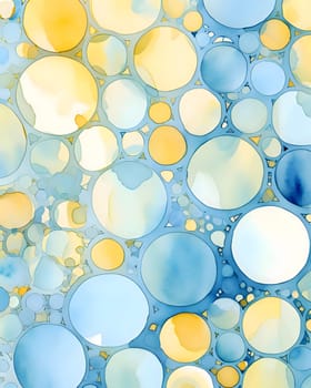 Patterns and banners backgrounds: Abstract watercolor seamless pattern with circles in blue and yellow colors.