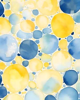 Patterns and banners backgrounds: Seamless watercolor pattern with circles in blue and yellow tones